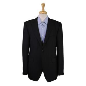 Strellson Men's Elvis Solid Black 2-Btn Blazer Jacket Peak Lapels 42R